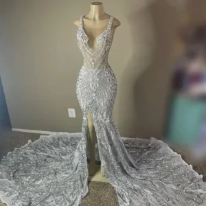 silver prom dress