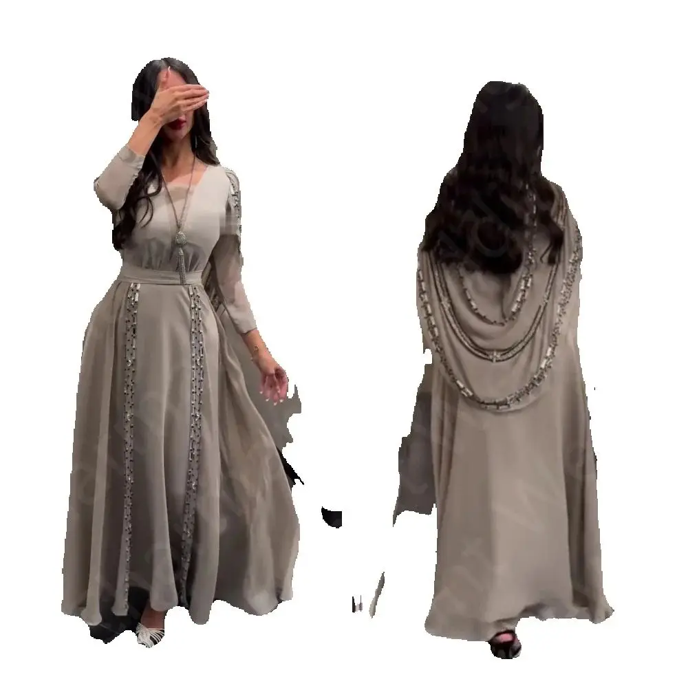 Customized On Sale Classic Prom Gowns Arabic Evening Dresses V-Neckline - Image 5