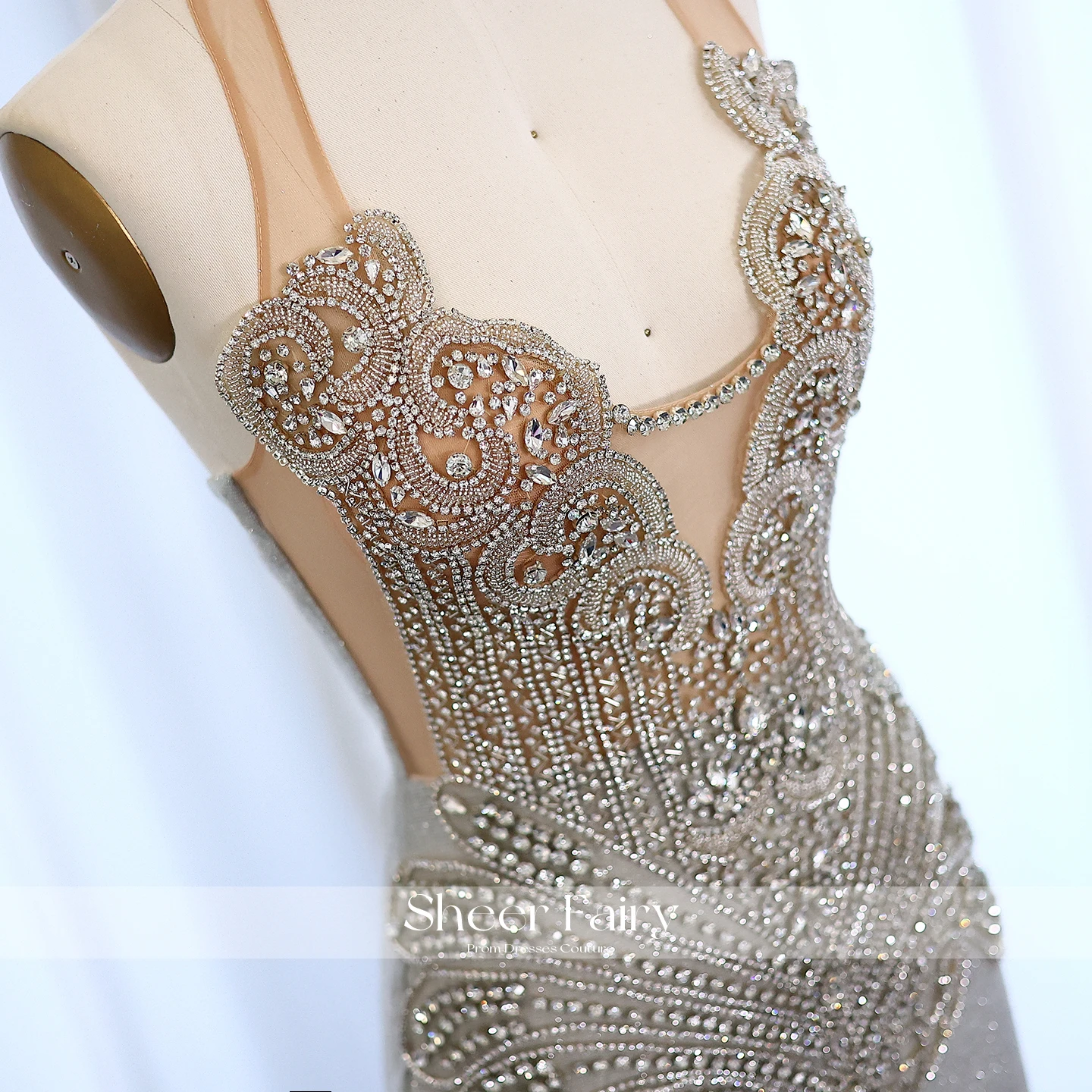 Sparkly Silver Mermaid Prom Dress For Black Girls Graduation Party - Image 2
