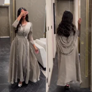 Customized On Sale Classic Prom Gowns Arabic Evening Dresses V-Neckline