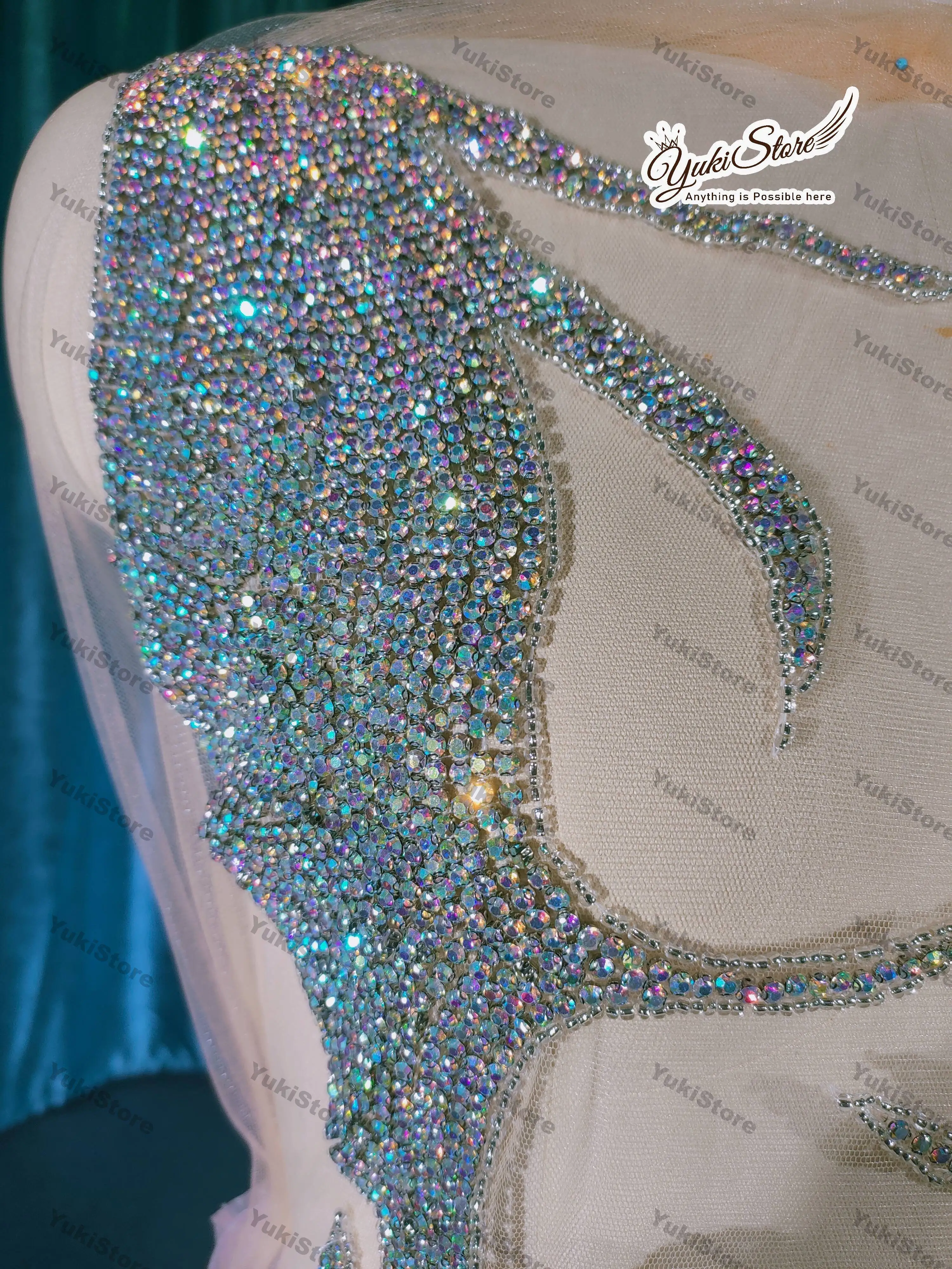 Silver Prom Dresses With Embroidery, Rhinestone Bodice & Crystal Applique - Image 2