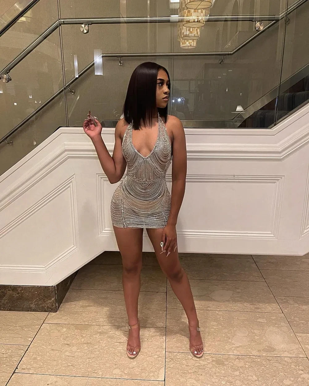 Silver Prom Dresses: Halter Short Dresses for Black Girls