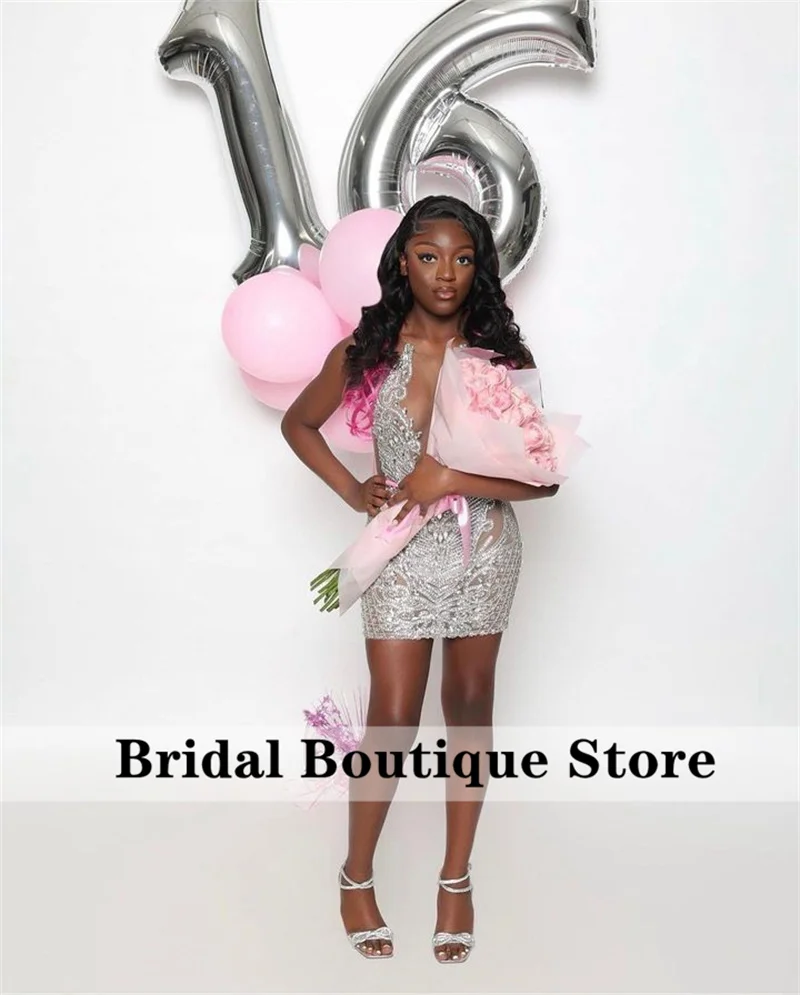 Sparkly Silver Prom Dresses with Beads, Rhinestones, and Crystal Glitter