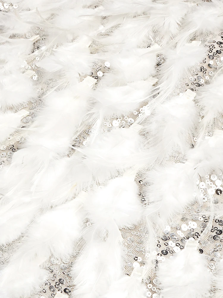 Luxury Silver Sequin Feather Mini Cocktail Dress For Women Party - Image 4