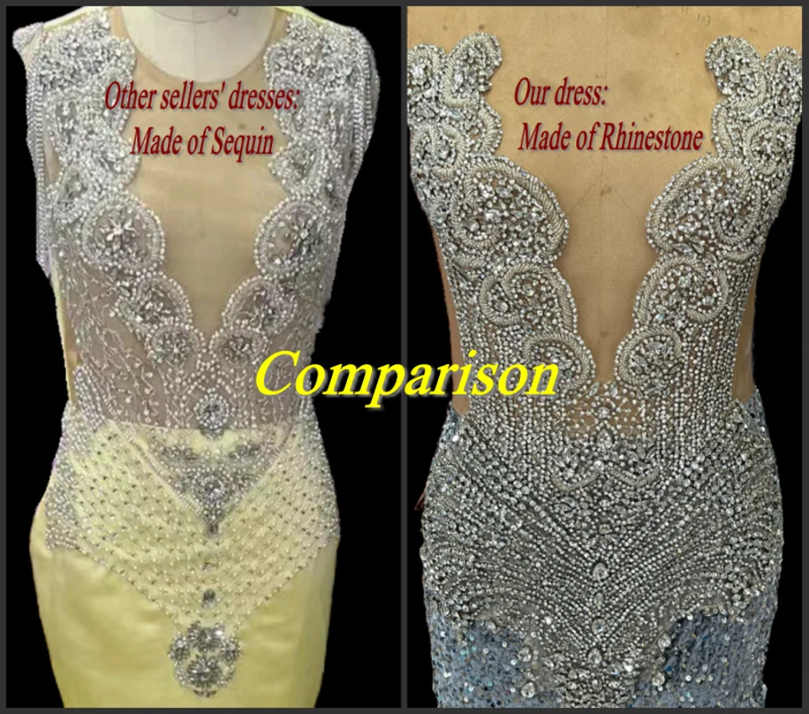 Sparkly Silver Prom Dress 2025 Luxury Crystal Mermaid Evening Gown - Image 2