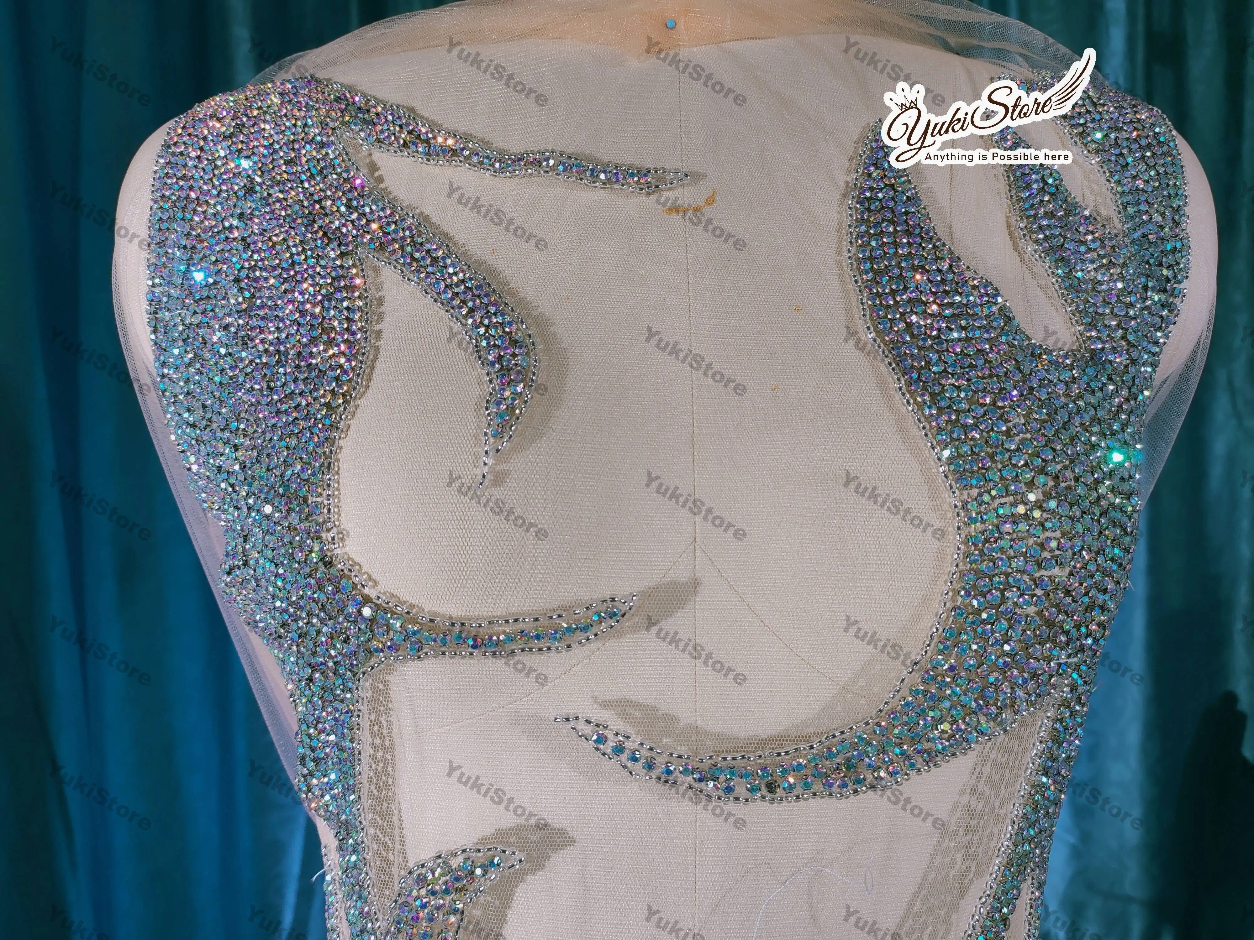 Silver Prom Dresses With Embroidery, Rhinestone Bodice & Crystal Applique - Image 6